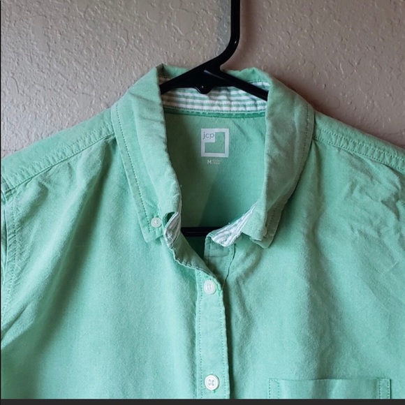 JCP Light Green Long Sleeve Button Down Shirt Womens Sz M - Picture 5 of 8